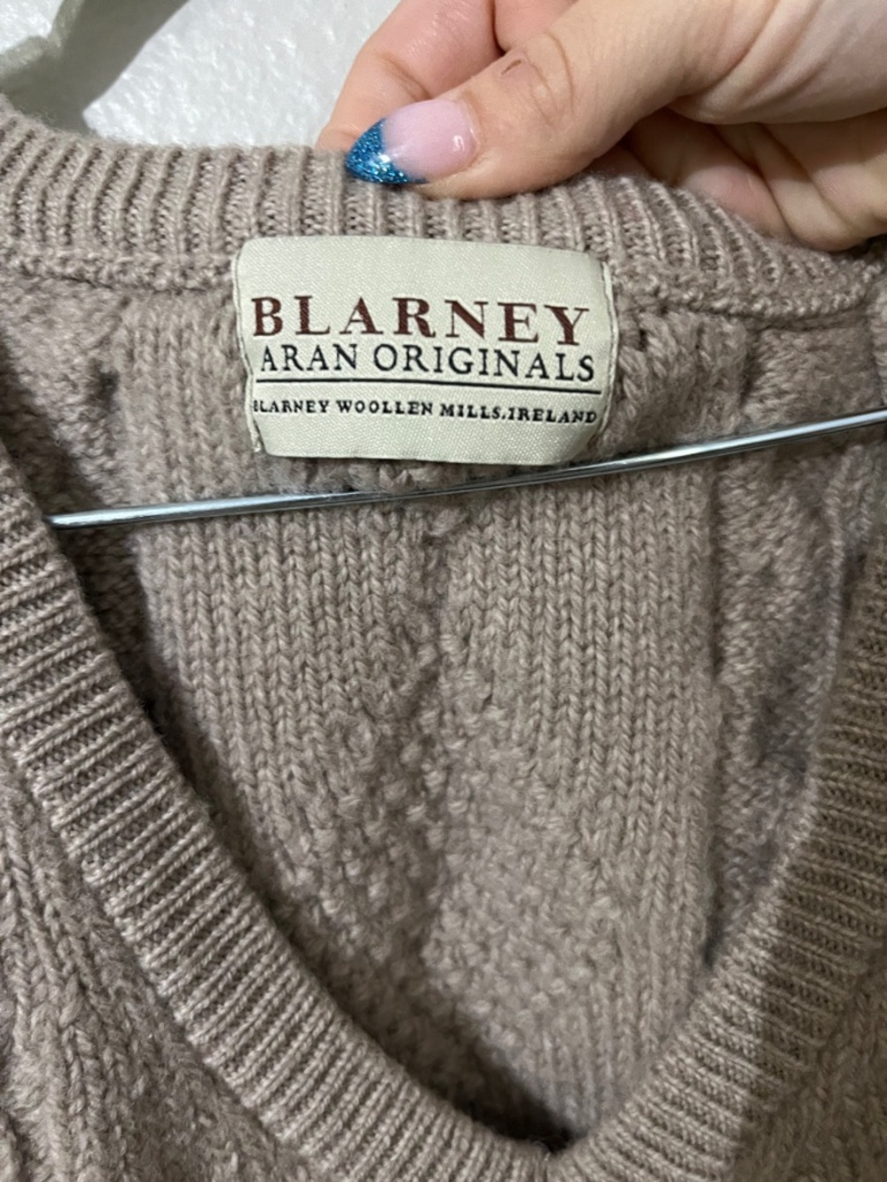 Blarney 100% Merino Wool Aran Cable Knit Short Sleeve Sweater/Cardigan - Picture 2 of 11